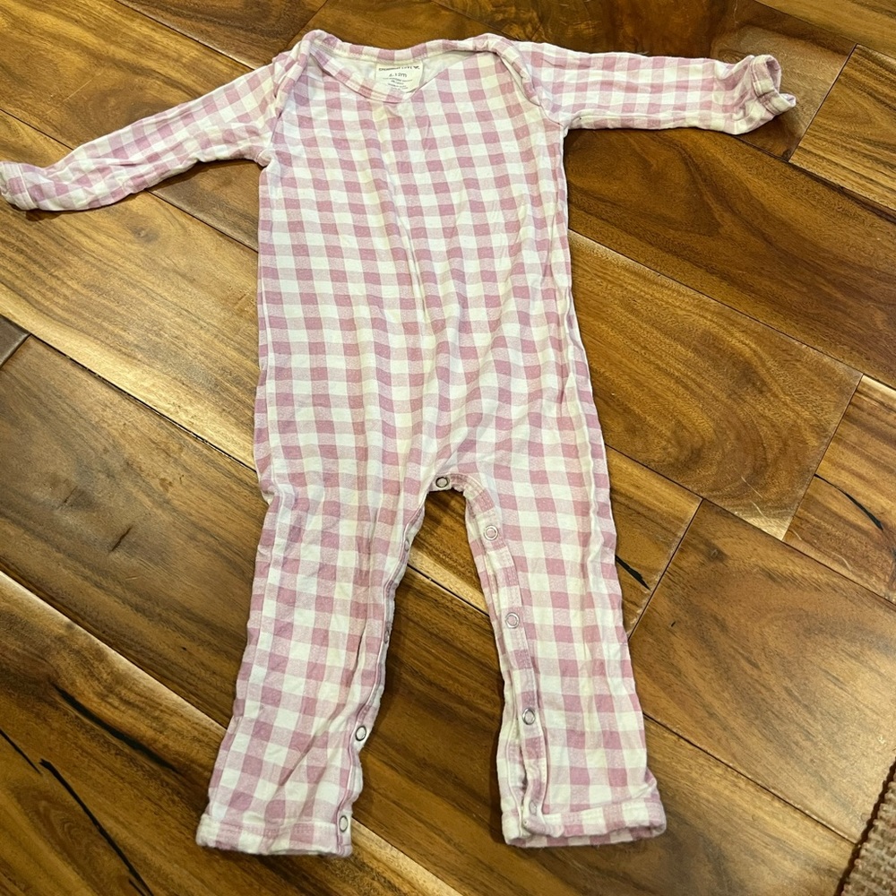 Spearmint Love, 6-12 Month, Lavender Gingham Jumper, Snap-up
